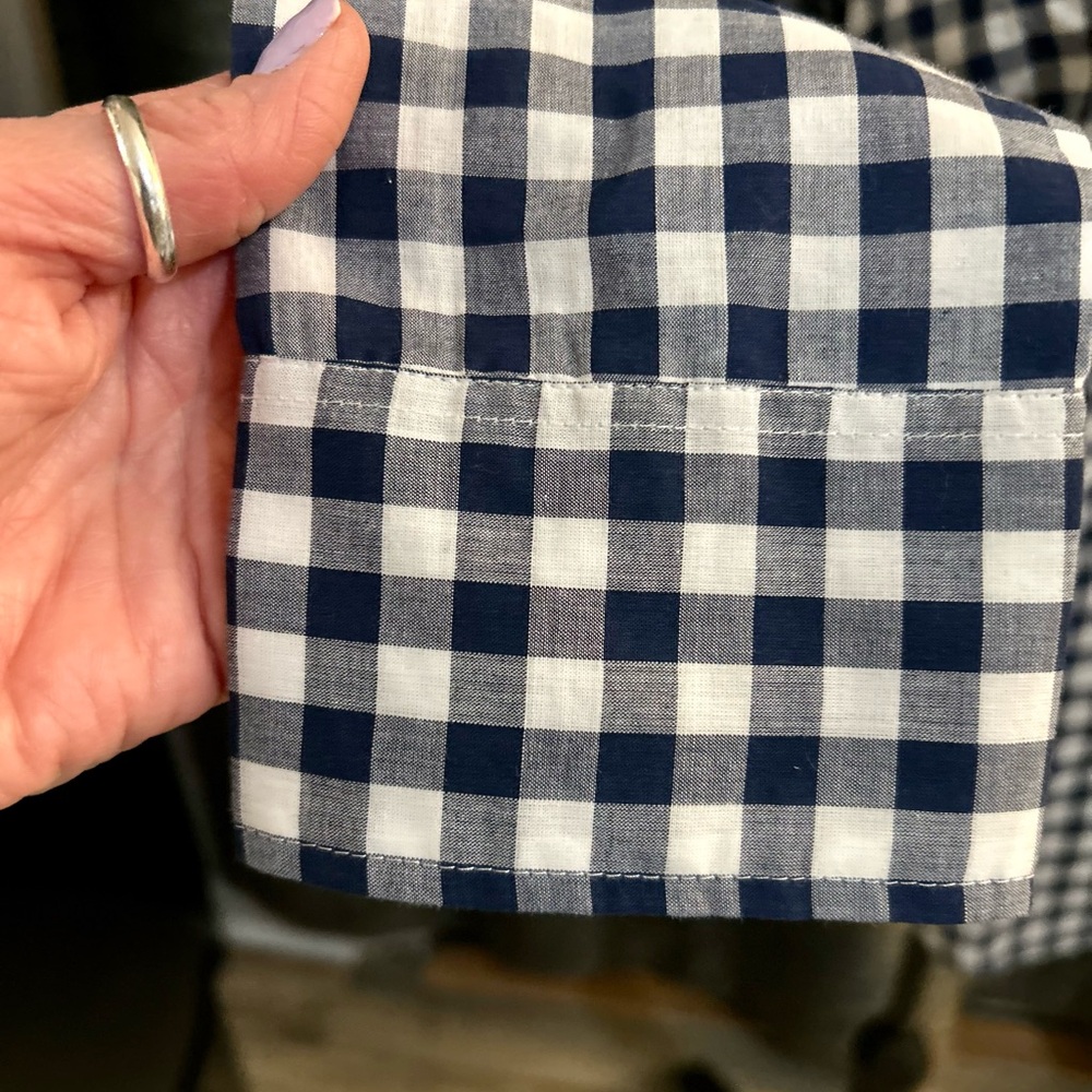 J. Crew Navy and White Gingham Button-Front Shirt - Picture 5 of 12